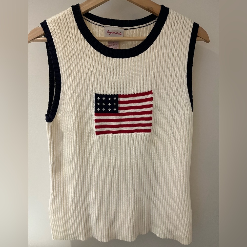 Vintage American flag knit sleeveless sweater